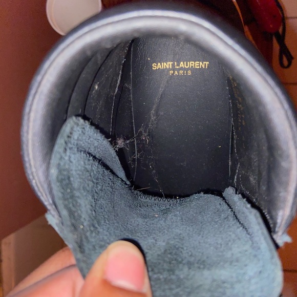 Saint Laurent Leather High-Top Sneaker, Black/Blue - Picture 8 of 10